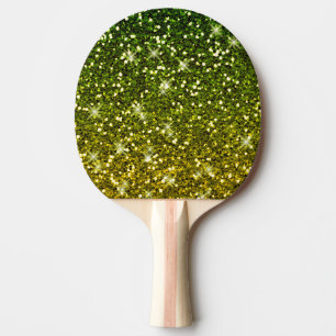 Shimmering Dark Green Gold Glitters Ping Pong Paddle