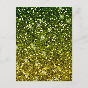 Shimmering Dark Green Gold Glitters Postcard