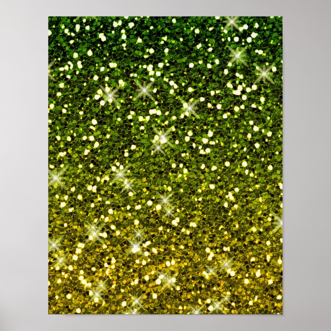 Shimmering Dark Green Gold Glitters Poster (Front)