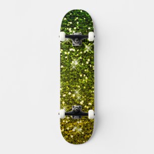 Shimmering Dark Green Gold Glitters Skateboard