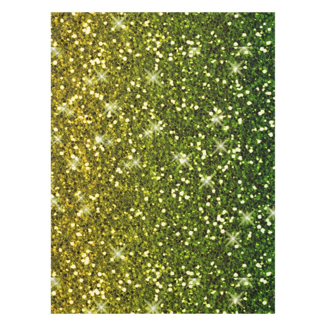 Shimmering Dark Green Gold Glitters Tablecloth (Front)