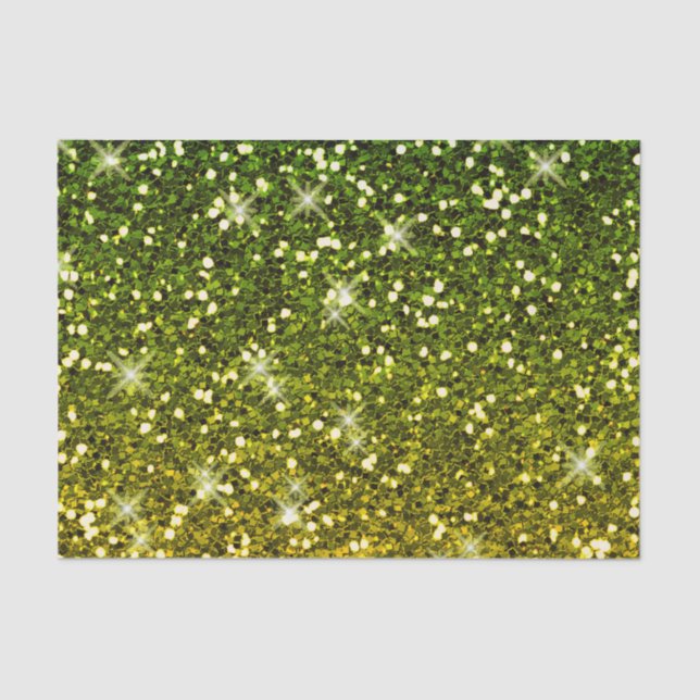 Shimmering Dark Green Gold Glitters Tissue Paper (Front)