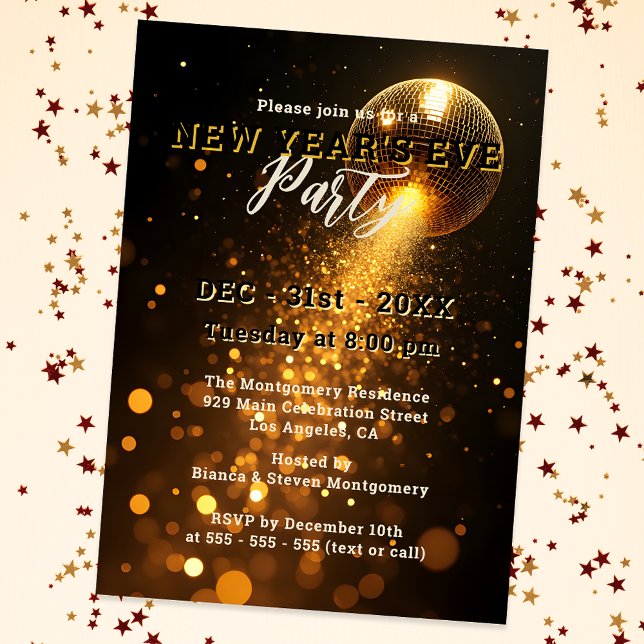 Shimmering Disco Ball Lights New Year's Eve Party Invitation (Creator Uploaded)
