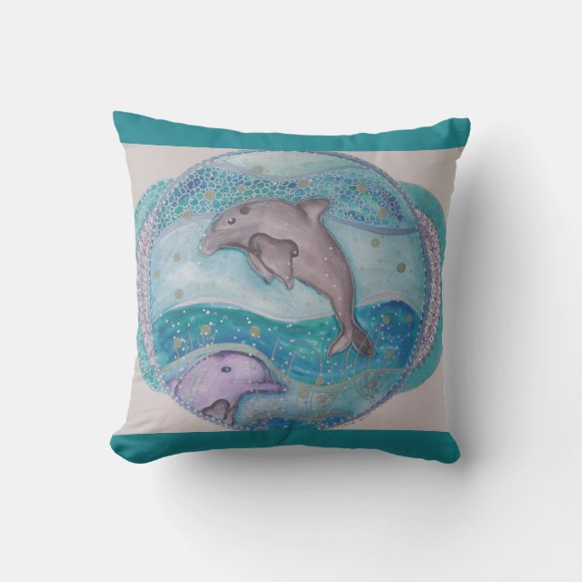 Shimmering dolphins cushion (Front)