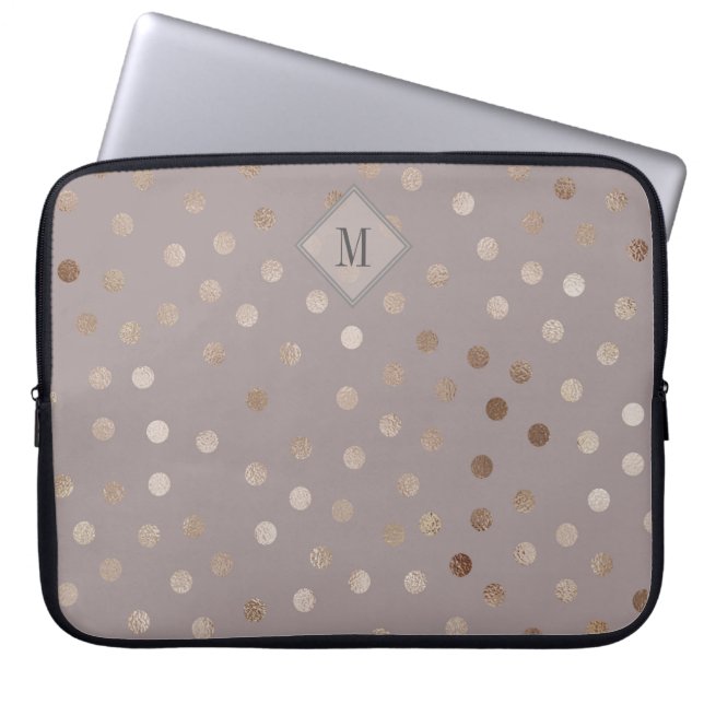 Shimmering Dots Pattern with Your Monogram Laptop Sleeve (Front)