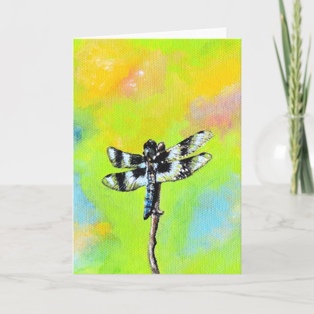 Shimmering Dragonfly Painting Card (Front)