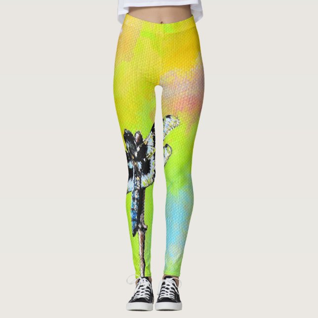 Shimmering Dragonfly Painting Leggings (Front)