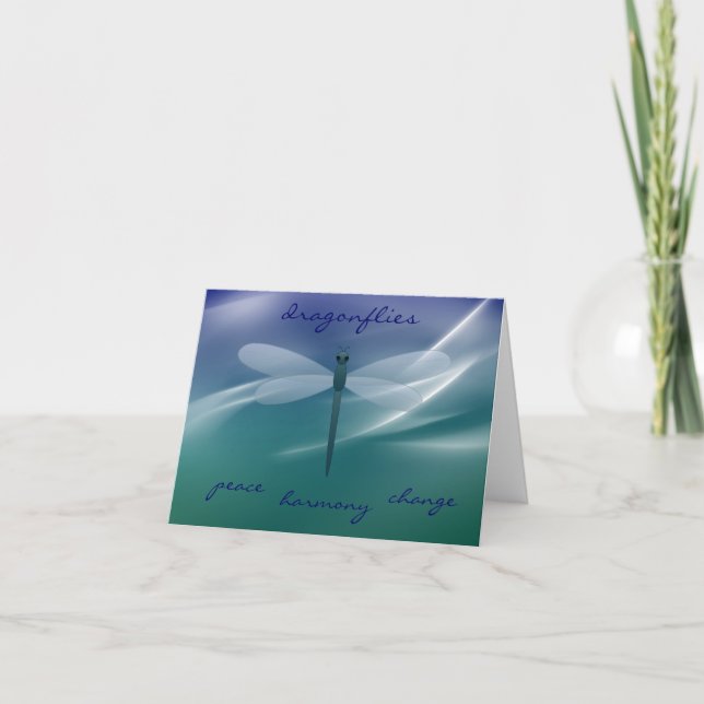 Shimmering Dragonfly Symbolism Note Cards (Front)