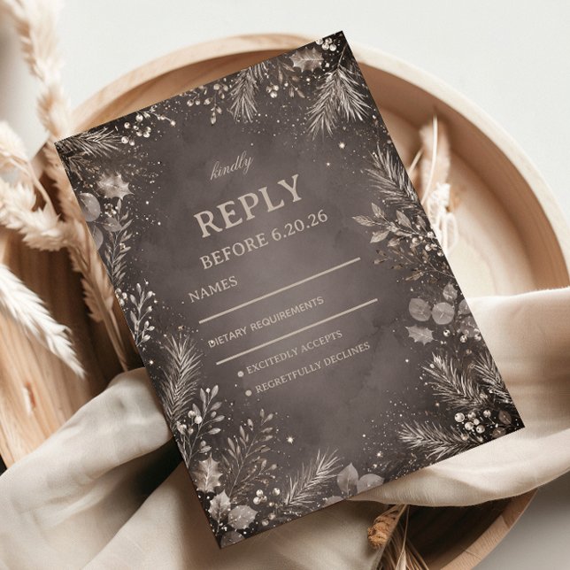 Shimmering Evergreens Framing Frosted RSVP Card (Creator Uploaded)