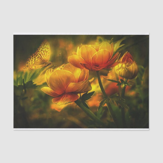 Shimmering Flowers and Butterfly Tissue Paper (Front)