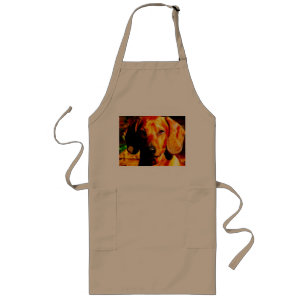 Shimmering Glowing Dachshund Face Closeup Long Apron