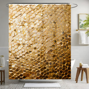 Shimmering Gold and Black Sequin Shower Curtain