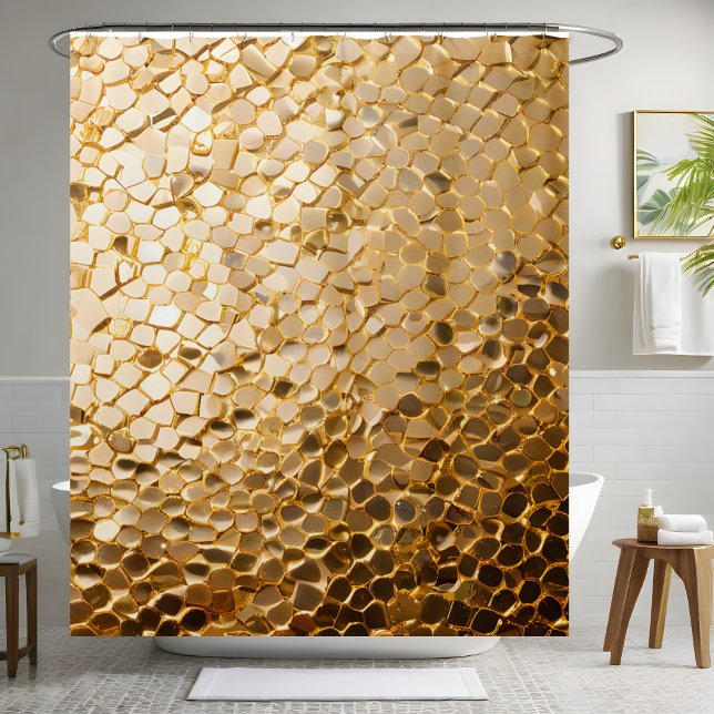 Shimmering Gold and Black Sequin Shower Curtain (Creator Uploaded)