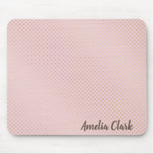 shimmering gold dots on blush pink mouse mat