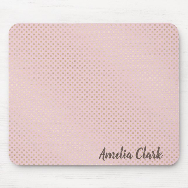 shimmering gold dots on blush pink mouse mat (Front)