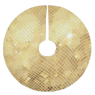 Shimmering Gold Waves: Mosaic Texture Brushed Polyester Tree Skirt