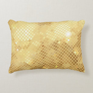 Shimmering Gold Waves: Mosaic Texture Decorative Cushion