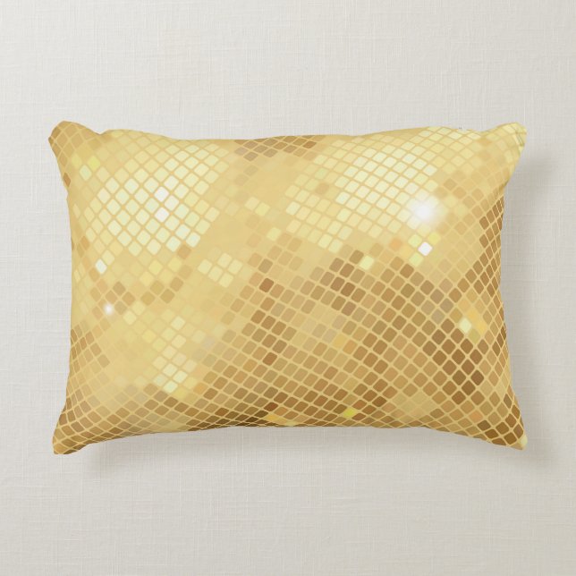 Shimmering Gold Waves: Mosaic Texture Decorative Cushion (Front)