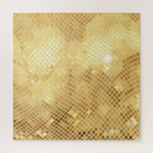 Shimmering Gold Waves: Mosaic Texture Jigsaw Puzzle