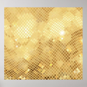 Shimmering Gold Waves: Mosaic Texture Poster