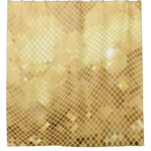 Shimmering Gold Waves: Mosaic Texture Shower Curtain