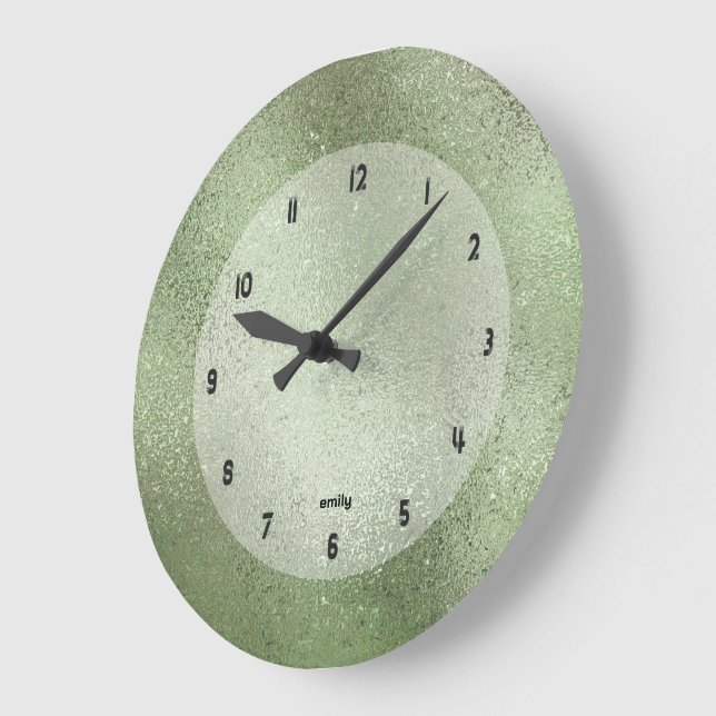 Shimmering green background image texture large clock (Angle)