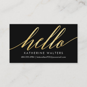 Shimmering Hello Black & Gold Faux Foil Calling Business Card