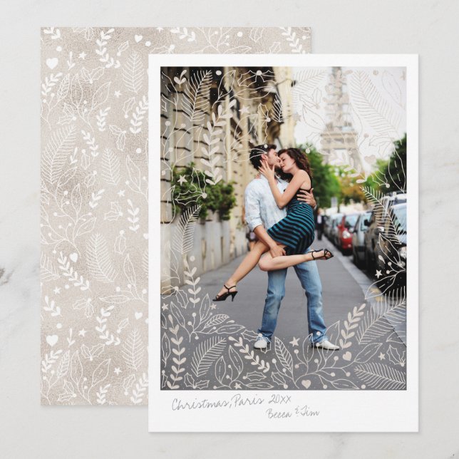 Shimmering Holiday Couples Christmas Card (Front/Back)