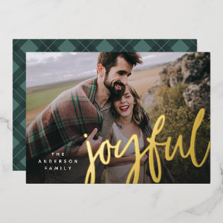 Shimmering Joyful Plaid Photo Card