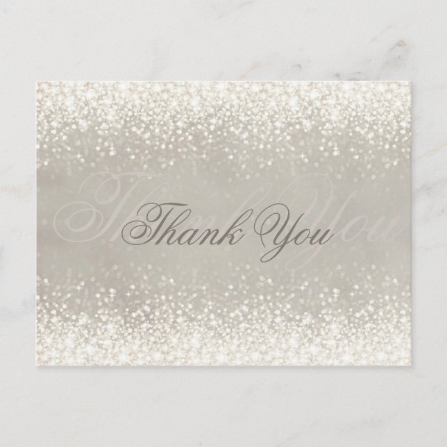 Shimmering Light Glitter Grey Thank You Postcard (Front)
