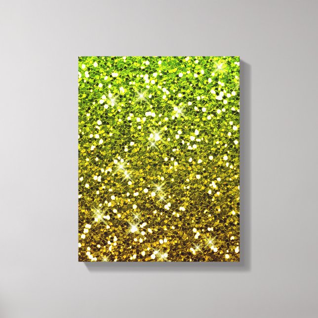 Shimmering Light Green Gold Glitters Canvas Print (Front)