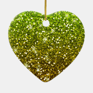 Shimmering Light Green Gold Glitters Ceramic Tree Decoration