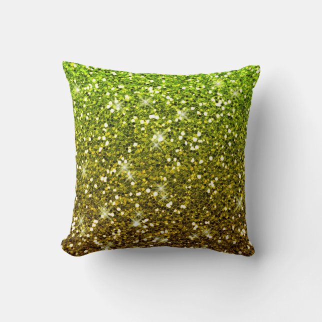 Shimmering Light Green Gold Glitters Cushion (Front)