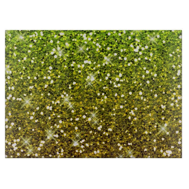 Shimmering Light Green Gold Glitters Cutting Board (Front)
