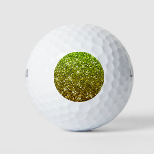 Shimmering Light Green Gold Glitters Golf Balls