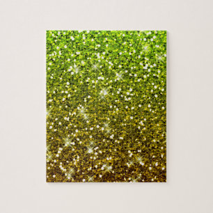 Shimmering Light Green Gold Glitters Jigsaw Puzzle