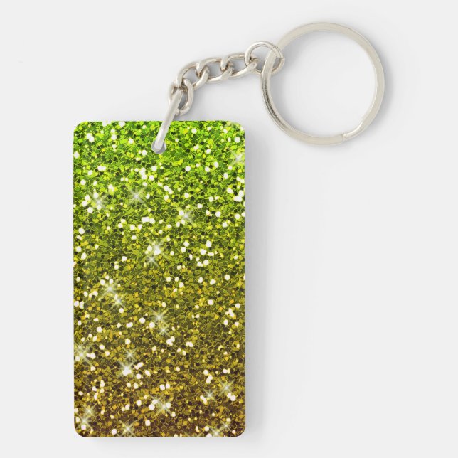 Shimmering Light Green Gold Glitters Key Ring (Back)