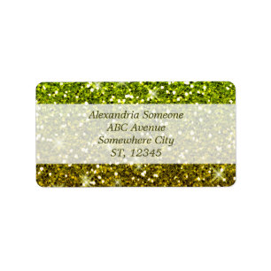 Shimmering Light Green Gold Glitters Label
