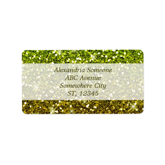 Shimmering Light Green Gold Glitters Label (Front)