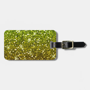 Shimmering Light Green Gold Glitters Luggage Tag