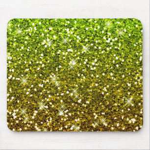 Shimmering Light Green Gold Glitters Mouse Mat