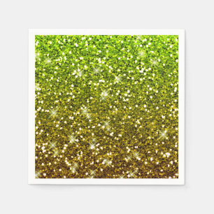 Shimmering Light Green Gold Glitters Napkin