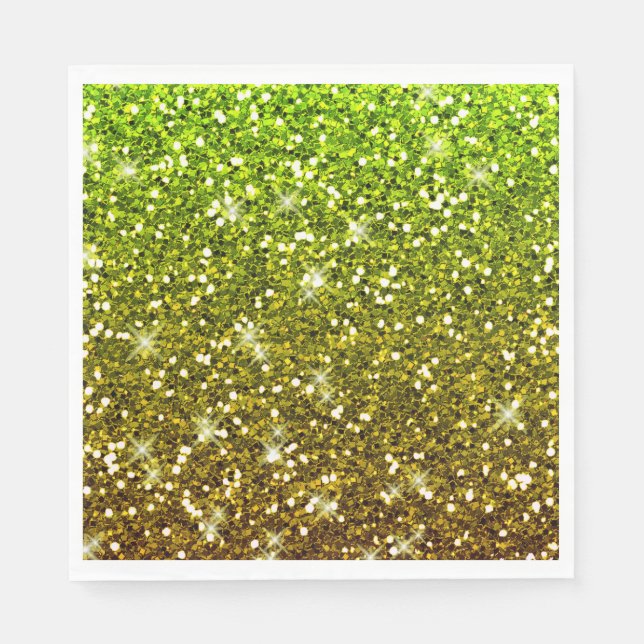 Shimmering Light Green Gold Glitters Napkin (Front)