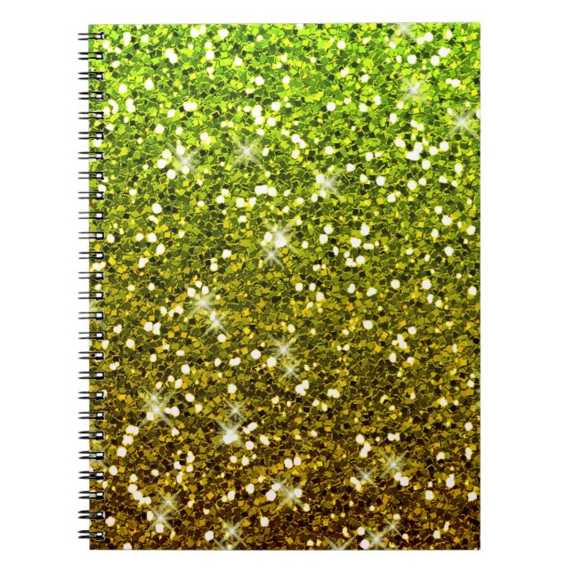 Shimmering Light Green Gold Glitters Notebook (Front)