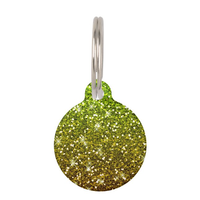 Shimmering Light Green Gold Glitters Pet Tag (Back)