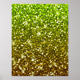 Shimmering Light Green Gold Glitters Poster