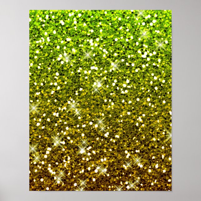 Shimmering Light Green Gold Glitters Poster (Front)
