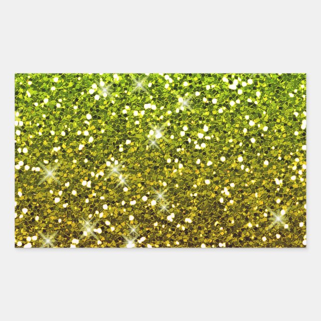 Shimmering Light Green Gold Glitters Rectangular Sticker (Front)