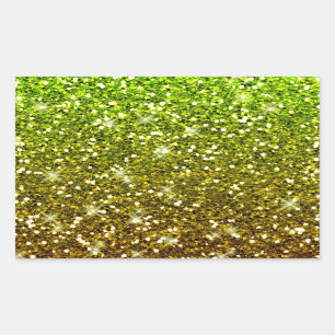 Shimmering Light Green Gold Glitters Rectangular Sticker