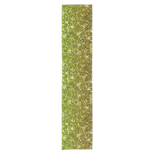 Shimmering Light Green Gold Glitters Short Table Runner